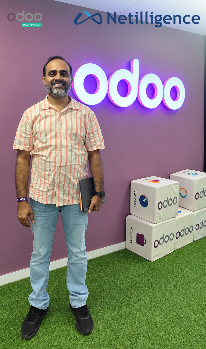 Netilligence team member celebrating Odoo Ready Partner status